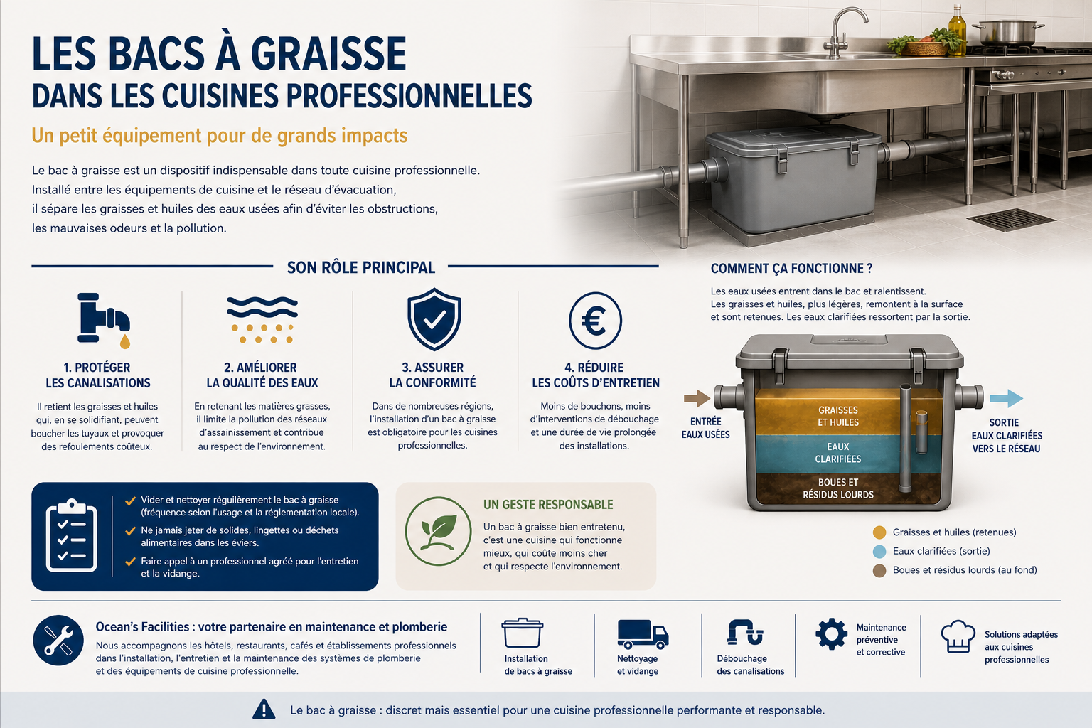 Conformité garantie : Bac à graisse – importance & normes sanitaires loi-cadre 06-22